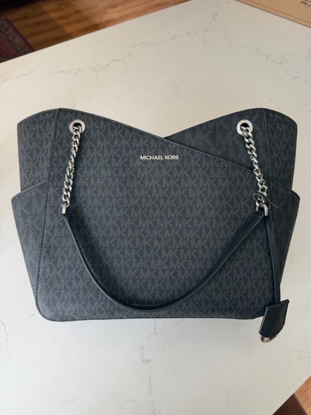 Michael Kors Black Chain Shoulder Bag Silver Hardware